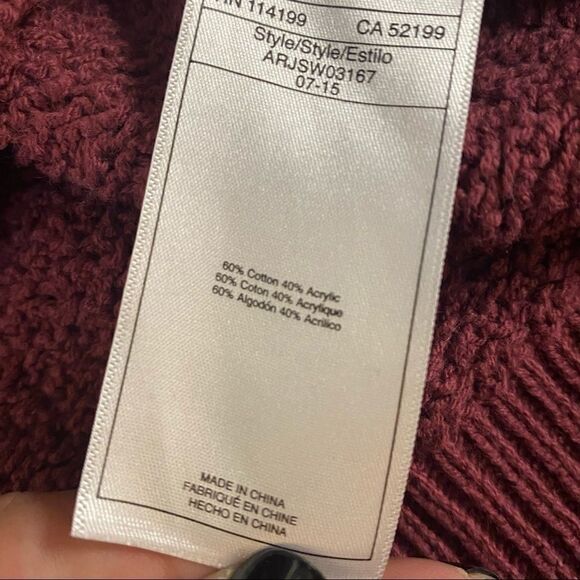 Roxy maroon knit pullover sweater cotton blend size medium - Picture 7 of 8